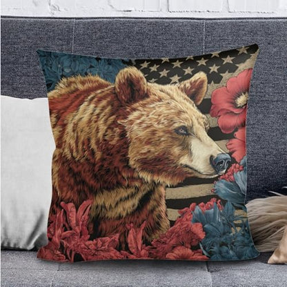 Bear Hibiscus Pattern 3 Pcs RV Dinette Cushion Covers Anti-Slip Camper Cushion Slipcover Stretch 2 Seat Sofa Chair Covers 1 Backrest Cover 1 Bench Cover and 1 Pillowcase - color: Bear Hibiscus