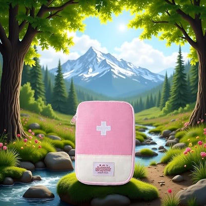 1 Pack First Aid Bag Empty, Empty First Aid Pouch, Mini Portable Medical Bag for Outdoor Camping Hiking Traveling Emergency Bag (Pink - Small) Sports and Outdoors