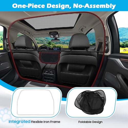 Dog Car Barrier Behind Front Seat, 61.4" Wide Car Pet Barrier One-Piece Design, Dog Car Divider Back Seat Barrier for Full-Sized SUV, Large Car and Pickup
