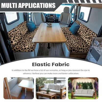 Leopard Print RV Dinette Cushion Covers,Camper Cushion Slipcovers Replacement Sofa Cushions Washable Slipcovers for Travel Trailer Couch Camper Moving Protector - color: Leopard Print