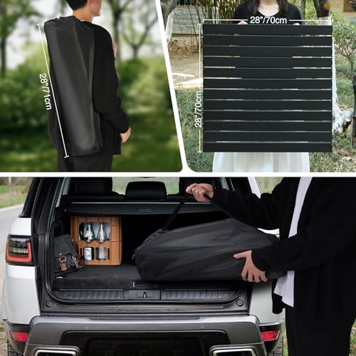 REDCAMP Roll Up Camping Tables that Fold Up, Lightweight Portable Compact Metal Camp Table for Grill Outdoor Picnic, Black Square 28x28 inches - size: 28"Lx28"Wx28"H