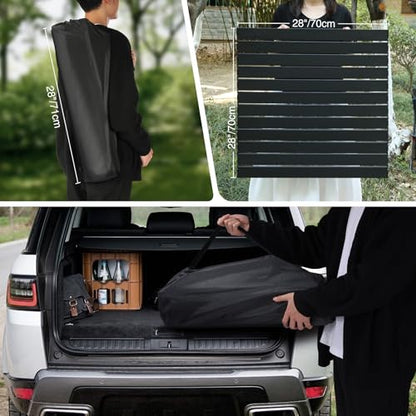 REDCAMP Roll Up Camping Tables that Fold Up, Lightweight Portable Compact Metal Camp Table for Grill Outdoor Picnic, Black Square 28x28 inches - size: 28"Lx28"Wx28"H