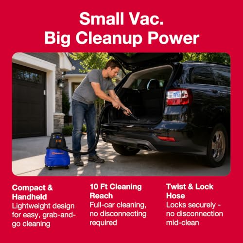 Koblenz WD-5 L2 Wet Dry Vacuum Cleaner, 5 Gallon Shop Vac 3.5 PHP, 3-in-1 Suction & Blower, Swivel Casters, Twist-N-Lock Hose, Large Vacuum Cleaners for Home, Workshop, Car, Blue/Black - size: 5 Gallon 3.5 HP