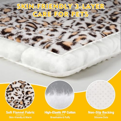 Backseat Dog Bed Mat for Car, Non-Slip Scratch-Resistant Dog Car Seat Cover, Soft Thick Pet Travel Cushion, Washable Back Seat Protector Blanket for Cars SUVs Trucks, 53 x 24 Inches - color: Brown Leopard Pattern