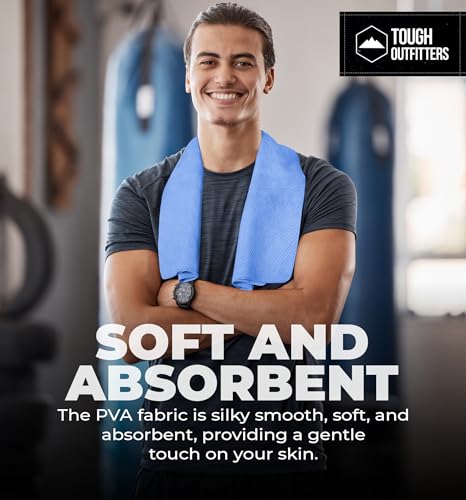 Tough Outfitters Quick Dry Towel - Travel Towel Fast Drying Lightweight - Compact Microfiber Towels for Body Camping Swim Beach Camp Backpacking - Quick Dry for Swimmers - color: Medium - 13" X 17 " - Blue