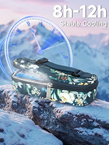 YOUSHARES Peptide Vials Cooler Travel Case - TSA Approved Diabetic Insulin Vial Cooling Bag with Protective Ice Brick, Refrigerated Diabetes Supplies Organizer, GLP-1 Medication Storage - color: 01_camellia