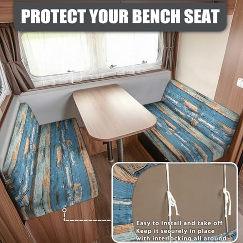 Board Stripes RV Sofa Covers - Stretchable Camper Seat Protector with Elastic Edges, Non-Slip Furniture Covers for RV Dinette, Lightweight & Washable - color: Board Stripes