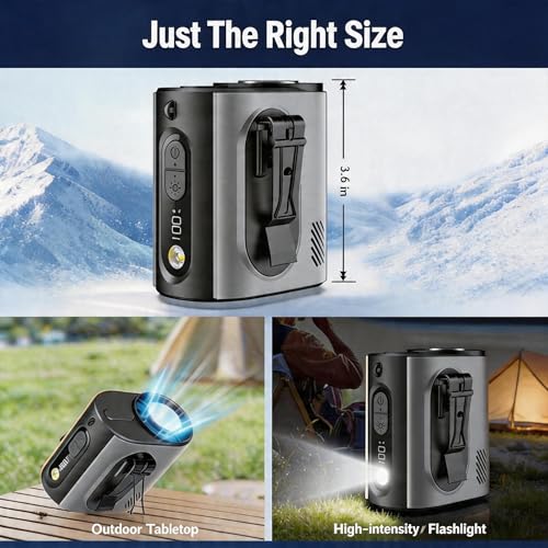 2026 AI Wearable Waist/Neck Hanging Fan,with Ice Cooler & Flashlight,10000mAh Rechargeable Clip On Belt Cooling Fan, 100-Speed 16000RPM Personal Body Fan,25H Work Time for Outdoor, Jobsite,Camping - color: Black