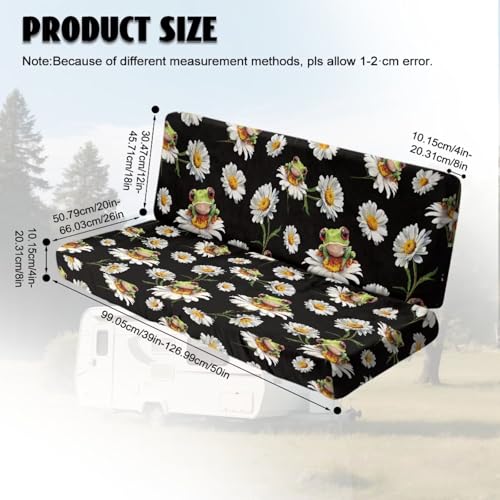 Frog Daisy Pattern 2 Pcs RV Dinette Cushion Covers Breathable Camper Cushion Slipcover Thickened 2 Seat Sofa Chair Cover Camper Seat Covers Dinette Booth - color: Frog Daisy