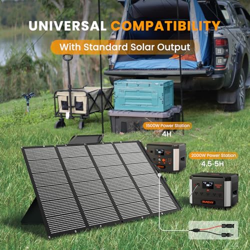 400 Watts Foldable Solar Panel, Luggable & Durable, Portable 400W Solar Charger Complete with Adjustable Stand Case, 40V Waterproof for Off-Grid Camping RV/Campervan Solar Generator - color: 400W with Case Stand