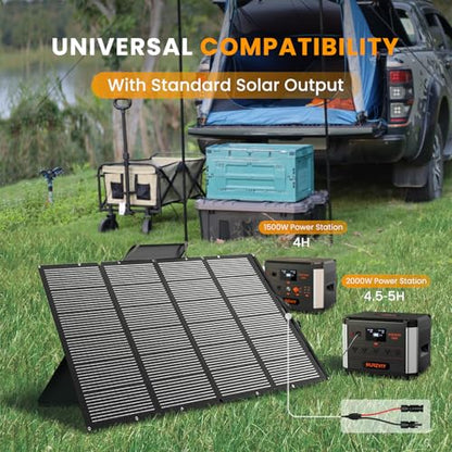 400 Watts Foldable Solar Panel, Luggable & Durable, Portable 400W Solar Charger Complete with Adjustable Stand Case, 40V Waterproof for Off-Grid Camping RV/Campervan Solar Generator - color: 400W with Case Stand