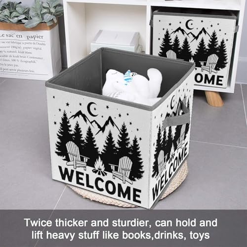 Welcome To Camping Foldable Storage Box with Handle Organizer Containers for Home Office Clothes Office Supplies - color: style