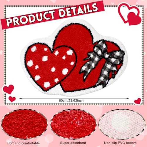 Drydiet Heart Bathroom Heart Rug Cute Summer Door Bow Mat Bath Mat Love Shape Shower Bathroom Decoration Rug Non Slip Washable - style: Bow Heart