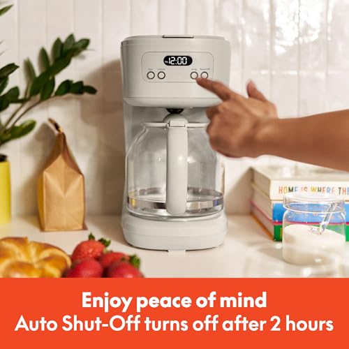 BELLA 12 Cup Programmable Coffee Maker, Reusable Dishwasher Safe Accessories, Easy LCD display, Auto Shutoff, 900 watt, Oatmilk - color: Oatmilk