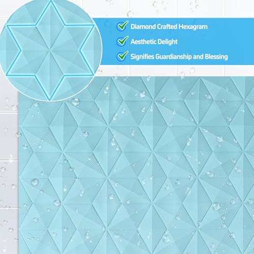 Non Slip Bathtub Mat for Bath Tub Shower - Natural Rubber Mat with 241 Suction Cups - Soft Bathroom Safety Mat - Unique Diamond Pattern - Fatigue Relief - Machine Washable - 16 × 28 Inch - color: Blue, size: 28" x 16" (Rectangular)