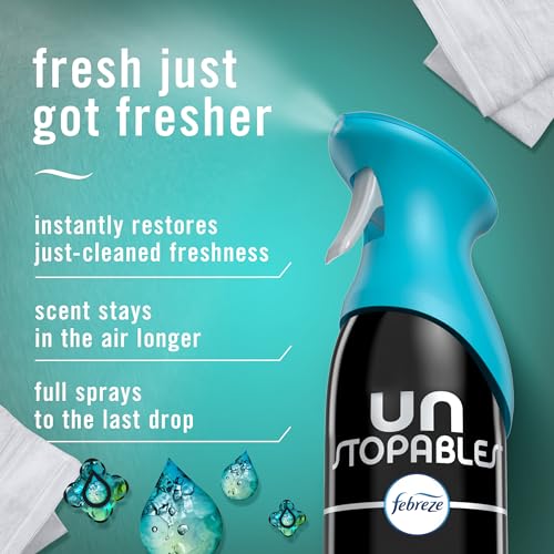 Febreze Air Mist, Air Freshener Spray, Odor Fighting Room Spray, Deodorizer for Home Bathroom Kitchen Office Apartment Dorm Room Classroom, Unstopables Fresh Scent, 8.1oz (Pack of 6) - style: Unstopables Fresh