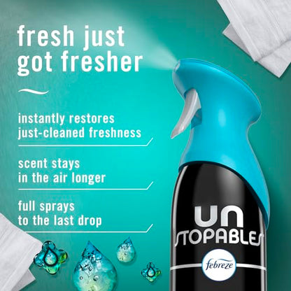 Febreze Air Mist, Air Freshener Spray, Odor Fighting Room Spray, Deodorizer for Home Bathroom Kitchen Office Apartment Dorm Room Classroom, Unstopables Fresh Scent, 8.1oz (Pack of 6) - style: Unstopables Fresh