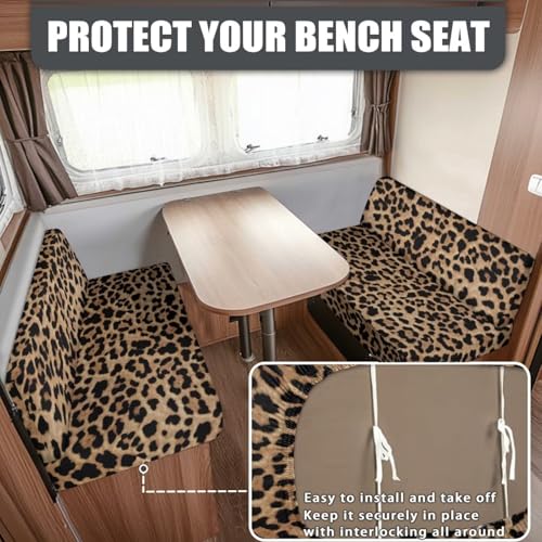 Leopard Print RV Dinette Cushion Covers,Camper Cushion Slipcovers Replacement Sofa Cushions Washable Slipcovers for Travel Trailer Couch Camper Moving Protector - color: Leopard Print
