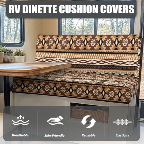 RV Dinette Cushion Covers Aztec Geometric Tribal RV Booth Seat Covers Stretch Washable Camper Couch Covers for Sofa Bed Including 1 Backrest & 1 Bench Cover - color: Aztec Geometric Tribal