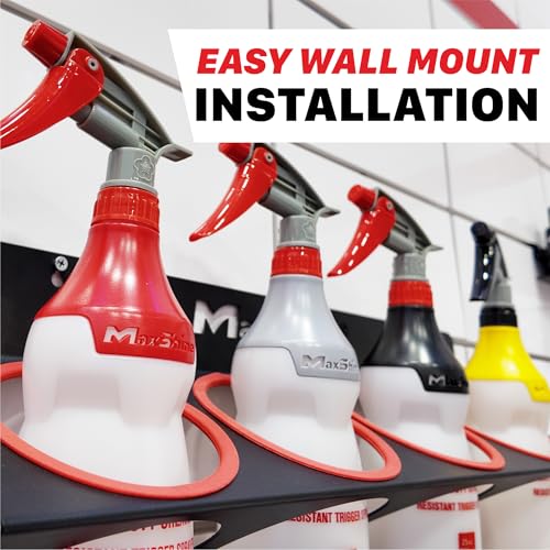 Maxshine Universal Detailing Spray Bottle Holder – Mobile Detailing & Car Garage Organizer, Holds 5 Bottles (16oz) with 4 Small Holes – Lightweight Design, Easy Wall Mounting