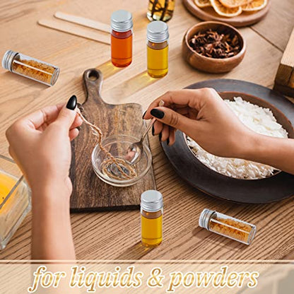 Didaey 100 Pcs Small Clear Vials Spice Mini Jars with Lids Mini Glass Bottles with Screw Aluminum Metal Caps Tiny Jars Sample Containers for Powder Cream Cosmetic Jewelry Wedding (10 ml,Silver Caps) - color: Silver Caps, size: 10 ml