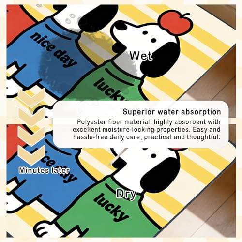 Nuxovilar Pet Dog Supplies Food Mat Cheerful Pup-Printed Polyester (23.62×17.71 inches) Bowl Water Spill Pad Feeding Gear for Living Room, Pantry, Pet Space - color: Mi07691
