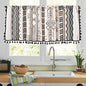 RYNGHIPY Boho Window Valance Cotton Linen Curtain Tiers Farmhouse Window Curtain Topper for Kitchen Living Room Bedroom 55 x 18 Inches Length - color: Cream Black, size: 55"W x 18"L (Pack of 1)