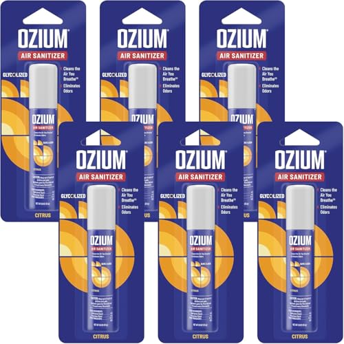 Ozium 0.8 oz. Air Sanitizer & Odor Eliminator for Homes, Cars, Offices and More, Citrus Scent, Pack of 6
