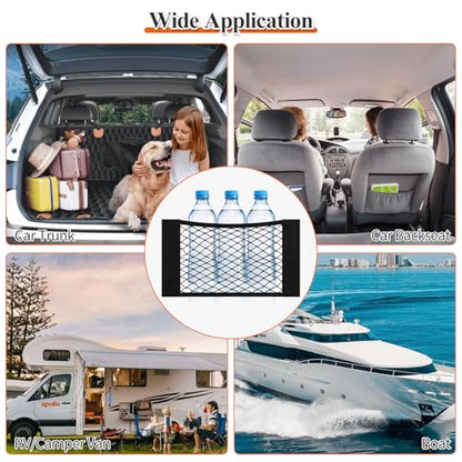 Gute 4PCS RV Cargo Storage Mesh Net,Elastic Stretchable Netting with 8 Adhesive Strip Wall Stickers - Fit for SUV, Truck