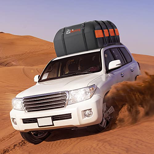 Car Rooftop Cargo Carrier Bag, 21 Cubic Feet 100% Waterproof Heavy Duty 840D Car Roof Bag for All Vehicle with/Without Racks - Anti-Slip Mat, 6 Door Hooks, Storage Bags, 2 Extra Straps, Luggage Lock - size: Black-21 Cubic Feet