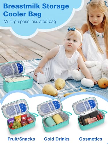 SUNMON Breast Milk Cooler Bag with Real-Time Temperature Display, Portable Travel Breastmilk Storage Case, Includes 2 Reusable Ice Packs, for Pumping Moms on The Go (Light Green) - color: Light green