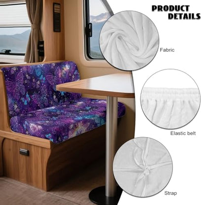 Galaxy Butterfly Print RV Dinette Cushion Covers Wear-Resistan Camper Seat Covers Dinette Booth Flannel RV Couch Protector Include 1 Backrest Cover and 1 Bench Cover - color: Galaxy Butterfly
