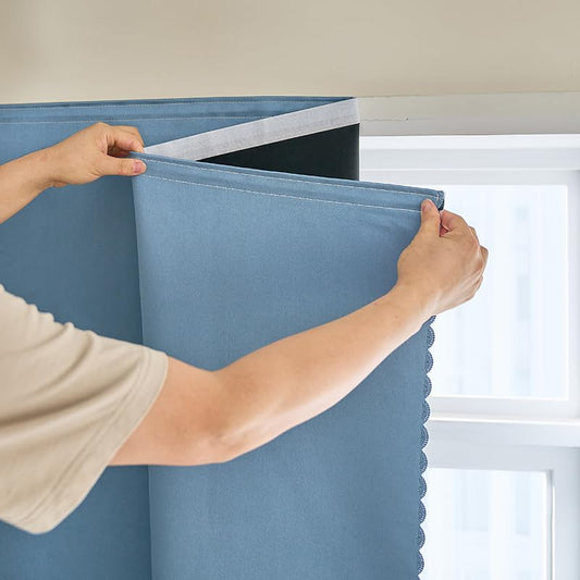 AJAZZ 100% Blackout Self Adhesive Curtains Small Window Short Temporary Black Out Curtains Easy to Install Used for Bedroom Kitchen Window Cover (Light Blue, 35" W x 48" L 1 Panel) - color: Light Blue/ Thickened, size: 35"W x 48"L (Pack of 1)