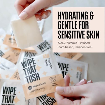 Wipe That Tush On-The-Go Flushable Wipes Bulk Pack - 4 Packs of 30 Individually Wrapped Travel Wipes, 120 Total - Fragrance Free - Hypoallergenic With Aloe & Vitamin E - Septic-Safe - size: 30 Count (Pack of 4)