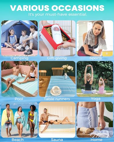 Turkish Beach Towels Quick Dry Sand Free Soft Absorbent Adult Oversized Bath Pool Swim Long Stripe Towel Sound Cloud Sandfree Chamois Mat Summer Thing Lightweight Thin Mint Green Vacation Essentials - color: Thinner Mint, size: 72 x 36 inch