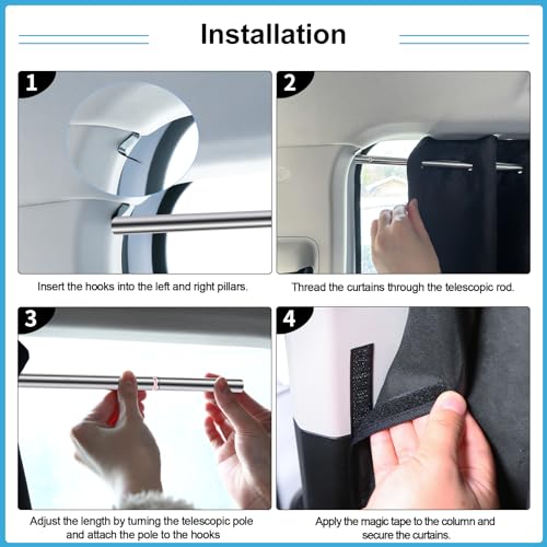XCBYT Car Window Shades - Upgrade 2 Pack Car Privacy Curtians with Rods for Baby 99% Light Block Window Covers for Camping, Napping, Sleeping, Breastfeeding, Cloth Changing - color: Side(2-Pack, Rod-Mount)