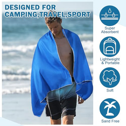 Oudain 4 Sets Quick Dry Towels 8 Pcs Drying 2 Sizes Microfiber Travel Towel for Camping Beach Hiking Yoga Swim Camping Gym and Travel with Mesh Bag