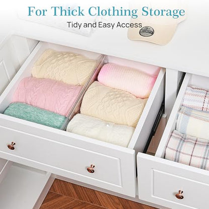 Vtopmart 4 Pack 6" Tall Upgrade Drawer Dividers for Big and Deep Drawer, 12.8"-22.3" Adjustable Expandable Dresser Drawer Organizer, Clear Plastic Separators for Dresser, Baby Supplies, Kitchenware - size: Tall-6" without Inserts