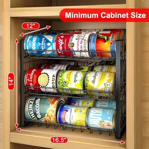 3 Tier Stackable Can Rack Organizer for Pantry, Adjustable Can Holder for Various Ounce of Canned Food Soup Goods Soda Drink, Rolling Tiered Can Dispenser for Kitchen Cupboard Cabinet, 2 Pack - style: 3-Tier 2-Pack
