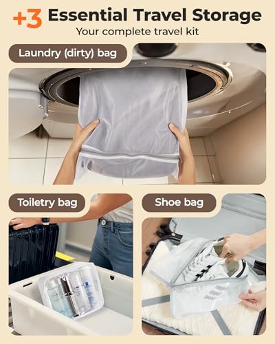 BAGSMART Travel Vacuum Bags with Wireless Pump, 15 Pack Space Saver Bags for Suitcase & Home Storage, Cordless Compression Bags Set for Clothes, with Toiletry Bag, Laundry Bag, Shoe Bag - size: 15-Pcs Travel Set
