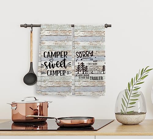 Camper Sweet Camper Camping Kitchen Towels and Dishcloths Sets of 2,Campsite Cabin RV Absorbent Drying Cloth Hand Towels Tea Towels for Bathroom Kitchen,Gifts for Campers Camping Lovers,16×24 inches - color: Recreational Vehicle-1