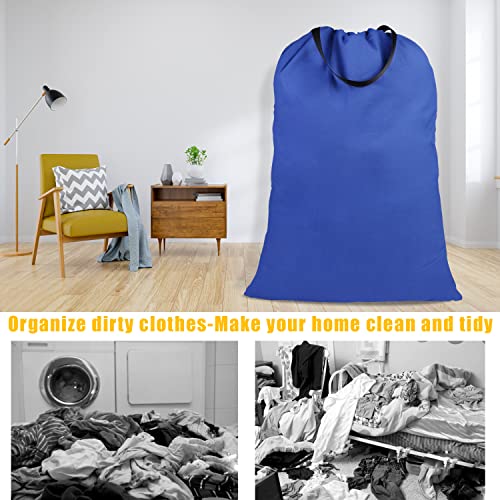 Cotton Canvas Laundry Bag with Handles & Drawstring Straps, Heavy Duty Extra Large Laundry Bags for Laundromat and Household, 25.5x34 Inch, Royal Blue - color: Royal Blue