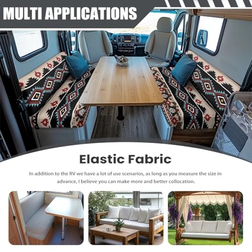 Navajo Print RV Dinette Cushions Covers Native American Tribal Geometric RV Couch Cushion Cover Booth Set 2 Cushion Couch Cover for RV Camper Sofa,Including 1 Bench Cover & 1 Backrest Cover - color: Navajo