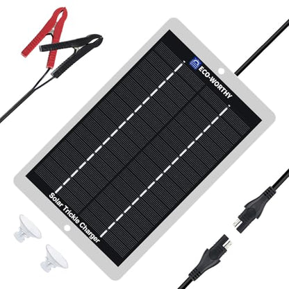 ECO-WORTHY 2.5W Solar Car Battery Charger Maintainer 12V Waterproof Solar Panel Portable Solar Trickle Charger for Car Truck Boat Lawn Mower RV Trailer Tractor Utility Vehicle Battery - size: 2.5W