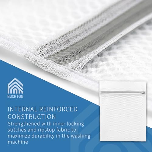 Muchfun 3Pcs Shoes Washing Machine Bag, Honeycomb Mesh Laundry Bags | for Sneaker Cleaning 8 x 8 x 15 Inches - size: 3Shoes Bag