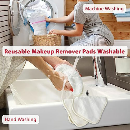 Makeup Remover Cloth, 6" x 6" Make Up Towels Reusable Face Cloth for Washing Face, Makeup Remover Pads Microfiber Face Washcloth with Mesh Bag, 12 Pack - color: White