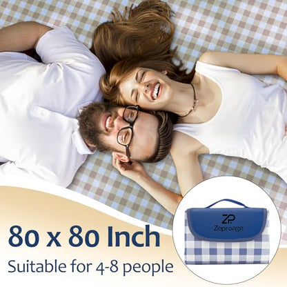 Waterproof Picnic Blankets, 80" x 80" Picnic Mat Outdoor Portable Travel Camping Navy Blue - color: Navy Blue