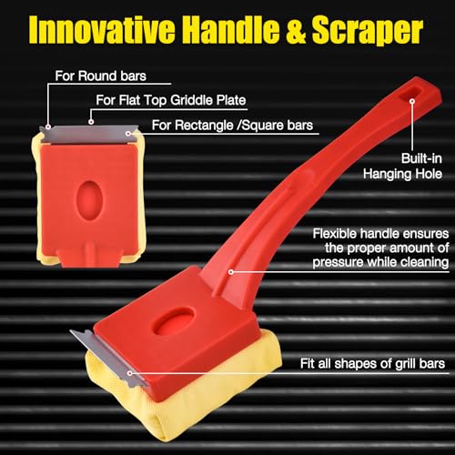 Grill Brush Bristle-Free – Steam Cleaning – Includes 2 Extra Brush Head – Heavy-Duty Barbecue Scraper,Red - style: Classic Red with 2 Extra Brush Head