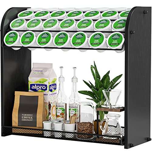 Lixple K Cup Pod Holder for Countertop – Pod Organizer & Coffee Bar Accessory for Home or Office, Easy to Assemble (Black) - color: Black