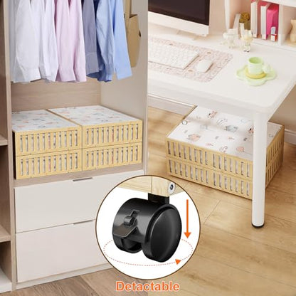 Bamboo Under Bed Storage Containers with Wheels, 40L UnderBed Drawers with Dust Bag, Breathable Under Bed Shoe Storage, Rolling UnderBed Clothes Storage, 1Pack - size: 24.02"L ×16.54"W, style: 1Pack